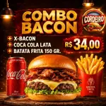 1 X BACON + COCA LATA + BATATA 150