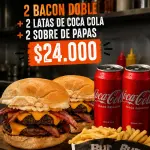 2 BACON DOBLE+ 2 PAPAS+ 2 COCA LATA