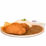 2 PRESAS + ARROZ + MENESTRA + PAPAS FRITAS