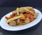 Puerco con jojoticos y champiñon