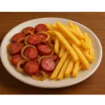 Calabresa Acebolada com fritas