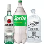 Bacardi blanco + Sprite 2.5 + hielo
