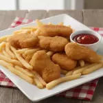 Nuggets de pollo con papas fritas