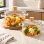 Olla de vidrio con tapa