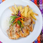 POLLO A LA PLANCHA arroz y papas fri