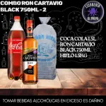 Ron black 750ml+coca+hielo