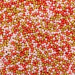 Perlas 2mm rojo, blanco, dora  20grs