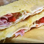 Pastel Presunto, queijo e tomate
