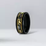 Meteorite&Gold Leaf Tungsten Ring