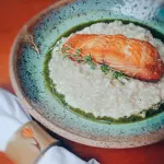 Salmão com risoto de limão-siciliano