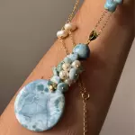 Collar Largo de péndulo Larimar