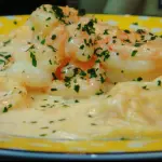 Creme de palmito e camarões