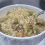 Risoto de moela com lentilha