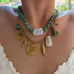 Conjunto de collares marinos verdes