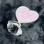 Anel Com Diamante Coração Rosa