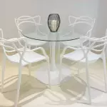 Mesa tulip vidrio 90cm+4 sillas M.