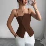 Blusa café asimetrica talla M