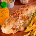 Pão de Alho Calabresa + Frita + Suco