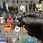 Piteira de Vidro Pirulito Azul Claro