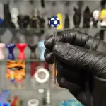 Piteira de Vidro Pirulito Azul 5mm
