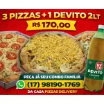 3 PIZZAS + 1 DEVITO 2LT