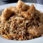 Chaufa con pollo en trozos