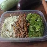 Purê de Batata Doce Carne Legumes