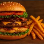 Hamburguesa mixta + papas