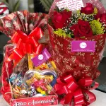 Cesta com Buquê 4 rosas ❤️