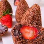 coxinha de morango com brigadeiro