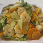 Camarón con vegetales salsa ostra
