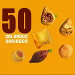Bira 50 mini salgados variados