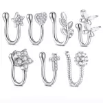 Piercing falso nariz plateado 2