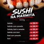 Sushi na marmita Kani com camarão