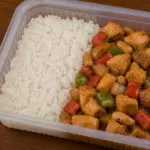 Frango xadrez com Arroz