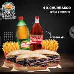 4 X.CHURRASCO + FRITAS + REFRI 2L