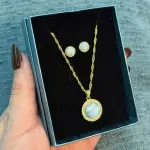 Set Circular en Larimar con Brillo