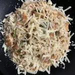 TALLARINES AL FILETO CON CAMARONES