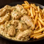 Pollo a La crema  con Papas Fritas