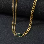 collar dorado con zircón verde Inox(copy)