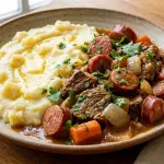 Carne cozida com calabresa