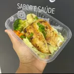 PURÊ DE BATATA DOCE LEGUMES E PEIXE