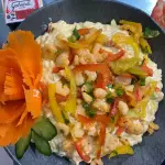 risoto colorido de camarao