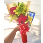 Ramalhete dupla rosa com barra de ch