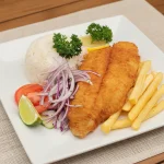 Pescado Frito Agre,papas fritas,