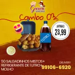 50 salgados + refrigerante 1L