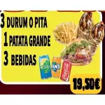 3 Durum o Pita, Pat Grande, 3 Bebida
