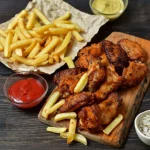 ALITAS POLLO A LA BBQ + PAPAS A LA FRANCESA