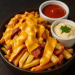 Porção Fritas com Cheddar e Bacon (P