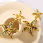 Aretes de estrella de mar verd Inox.